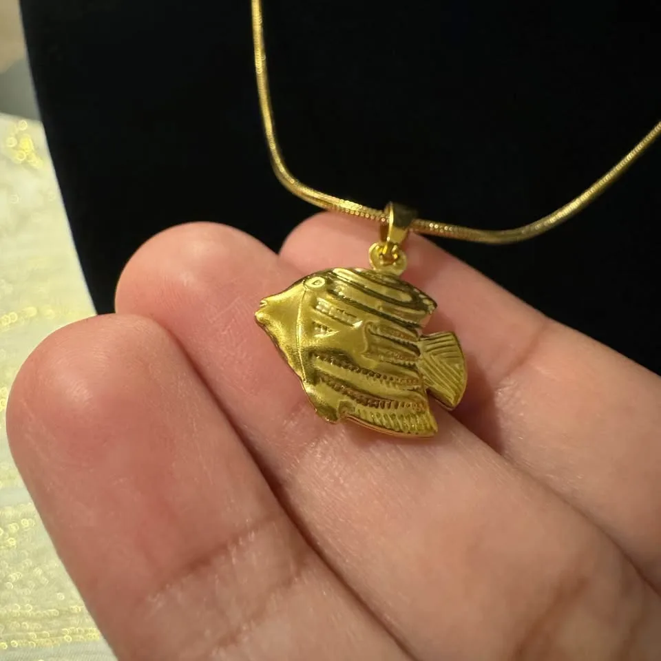 NEW 🧡 Tropical Fish Pendant Necklace Engraved Stainless Steel image indicator(6)