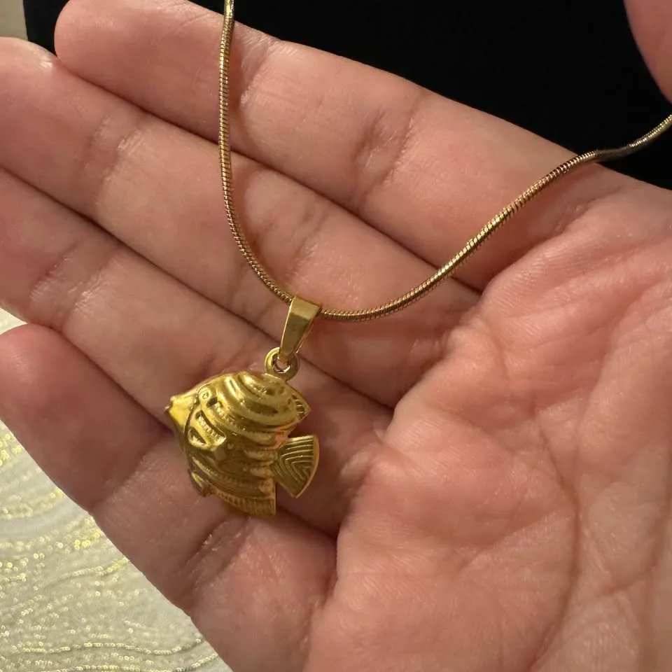 NEW 🧡 Tropical Fish Pendant Necklace Engraved Stainless Steel image indicator(7)