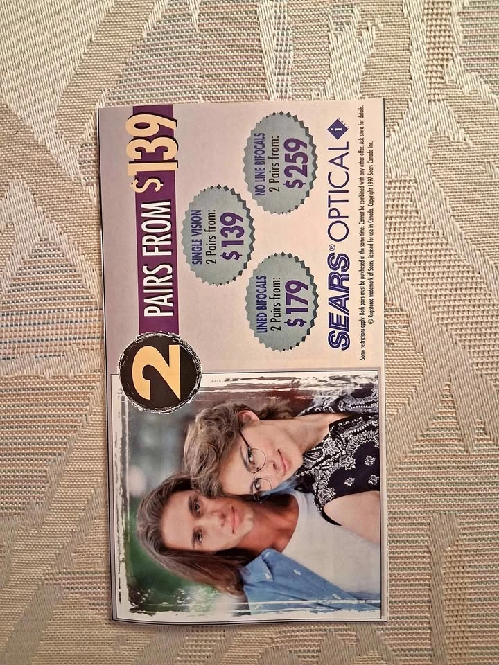 Vintage 1997 Sears Optical Paper Advertisement Collectible