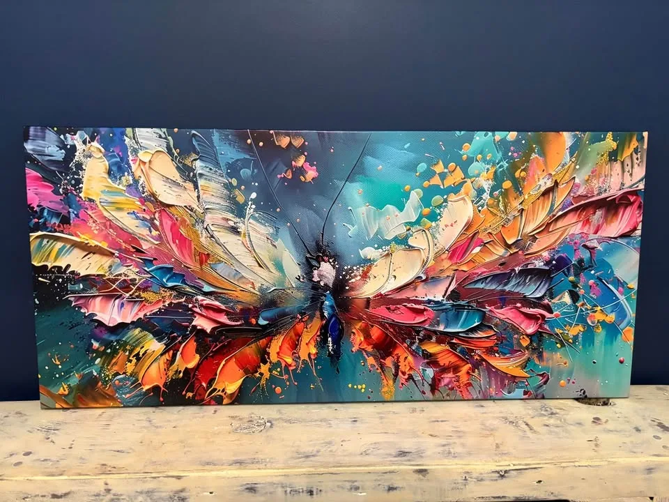 Colourful Abstract Butterfly Canvas Wall Art Ready To Hang image indicator(2)