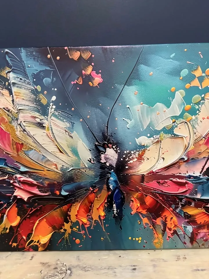 Colourful Abstract Butterfly Canvas Wall Art Ready To Hang image indicator(4)