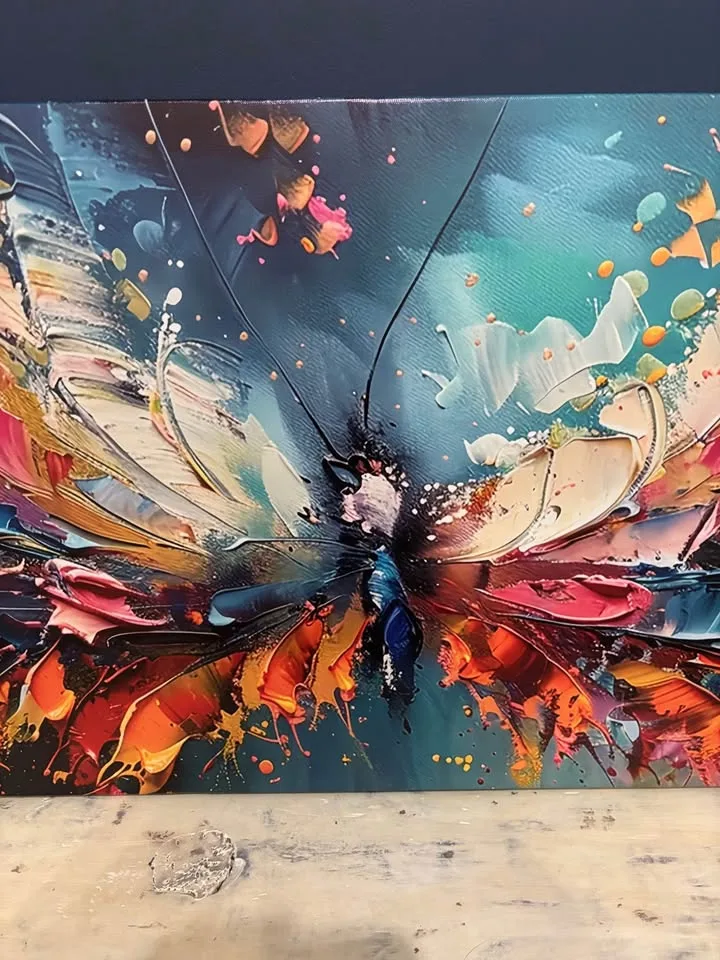 Colourful Abstract Butterfly Canvas Wall Art Ready To Hang image indicator(6)