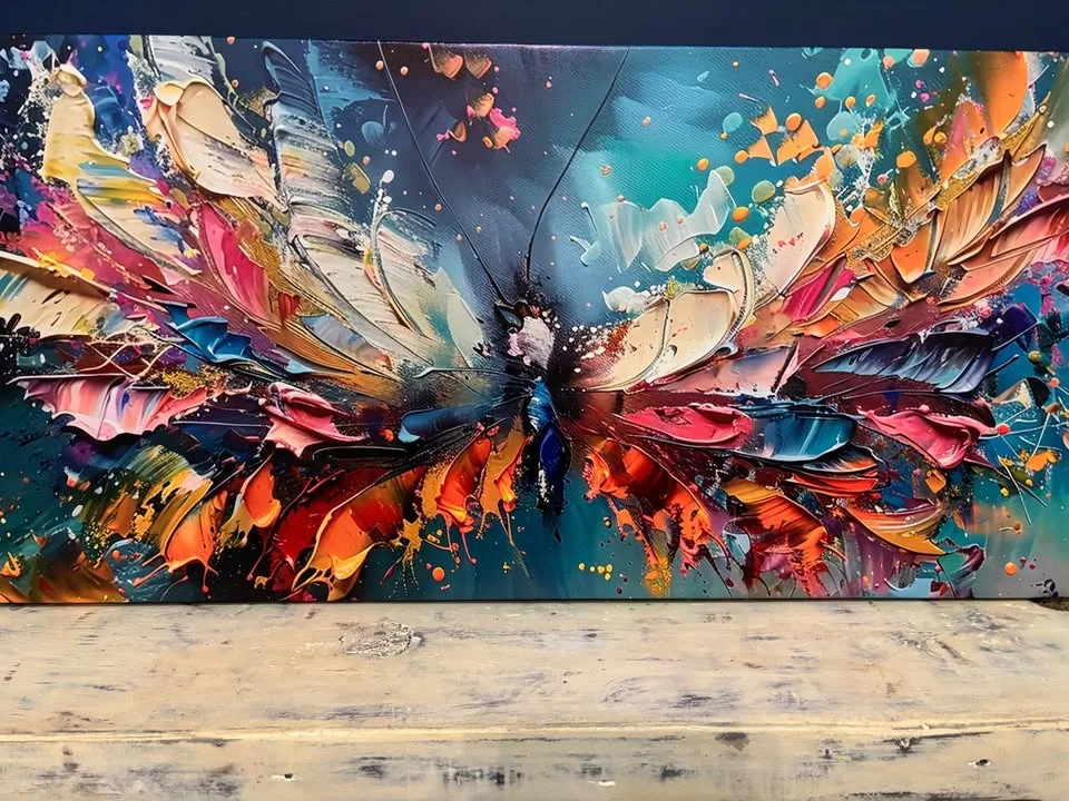 Colourful Abstract Butterfly Canvas Wall Art Ready To Hang image indicator(7)