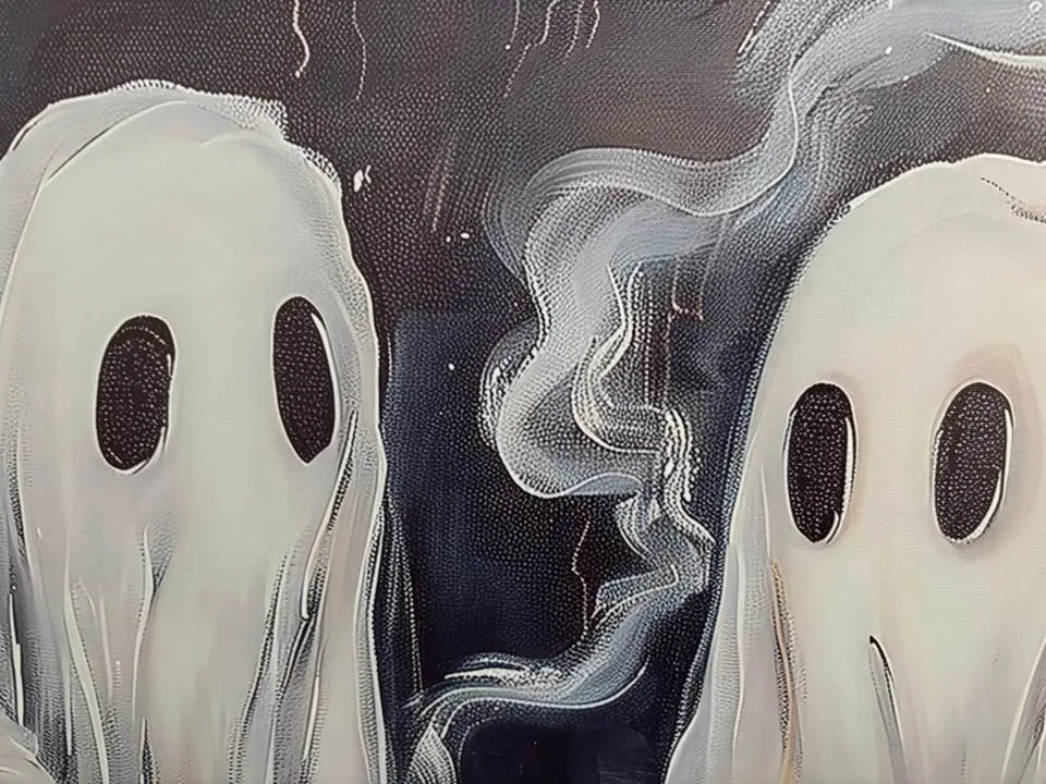 Ghosts Having Coffee Canvas Wall Art-Ready To Hang image indicator(3)