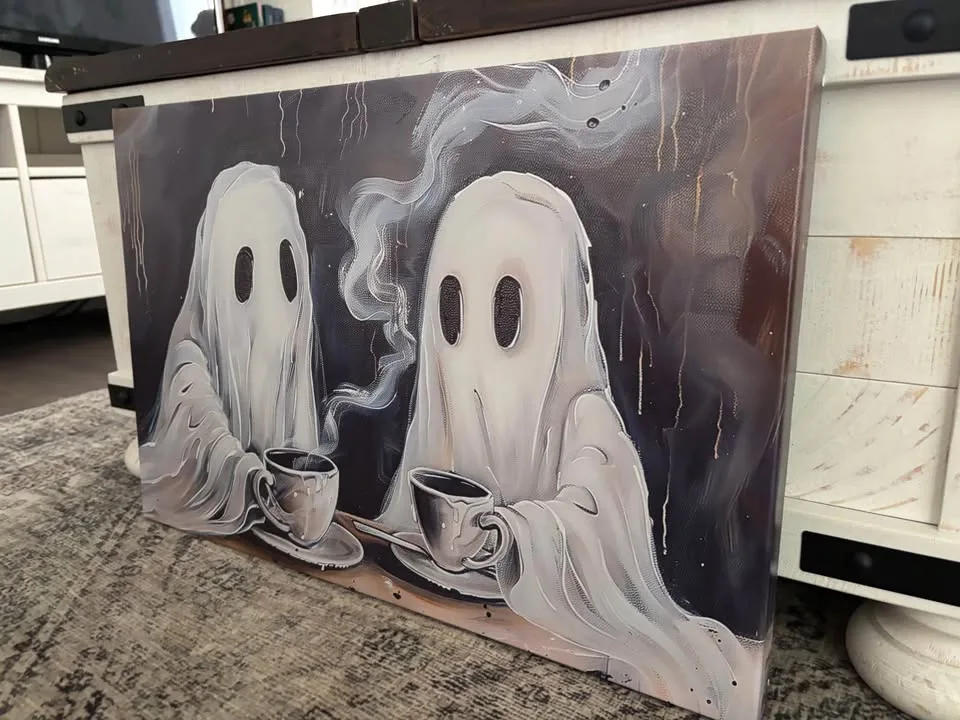 Ghosts Having Coffee Canvas Wall Art-Ready To Hang image indicator(9)