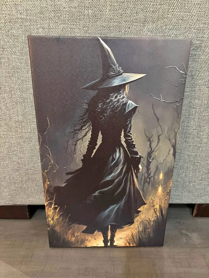 Halloween Witch Canvas Wall Art-Ready To Hang thumbnail