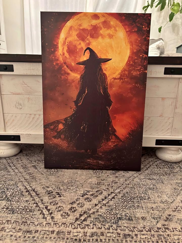 Golden Moon Witch Canvas-Ready To Hang
