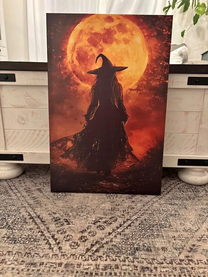 Golden Moon Witch Canvas-Ready To Hang thumbnail