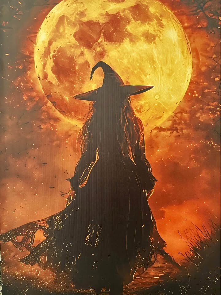 Golden Moon Witch Canvas-Ready To Hang - photo 4