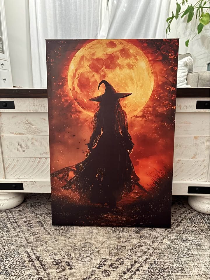 Golden Moon Witch Canvas-Ready To Hang - photo 5