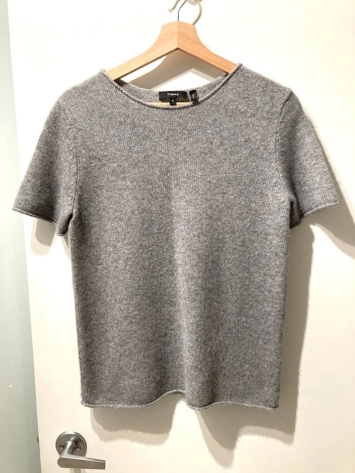 100% Premium Cashmere Theory Short Sleeve Top Sweater - photo 2