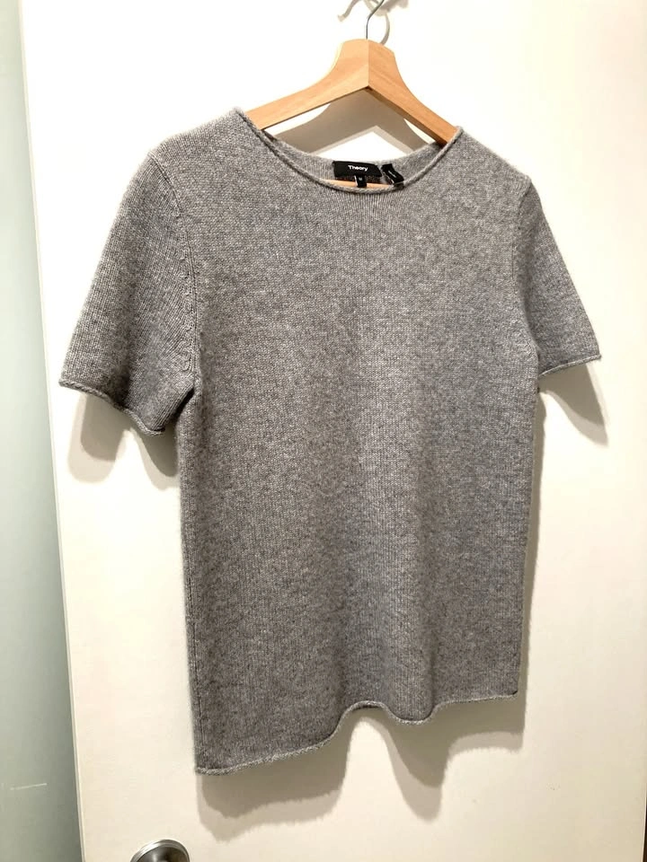 100% Premium Cashmere Theory Short Sleeve Top Sweater - photo 4