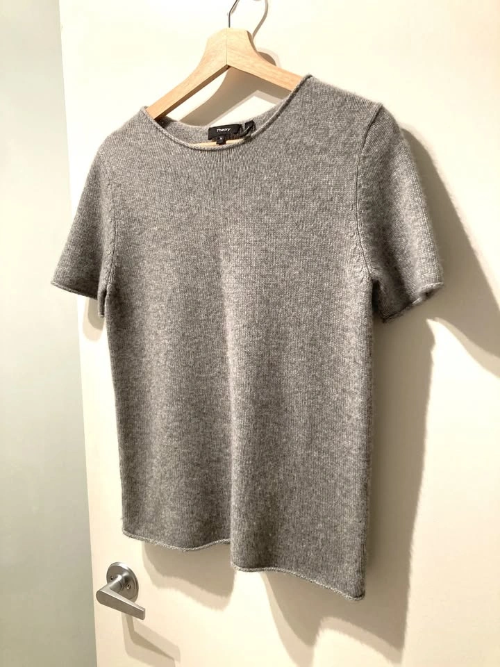 100% Premium Cashmere Theory Short Sleeve Top Sweater - photo 5