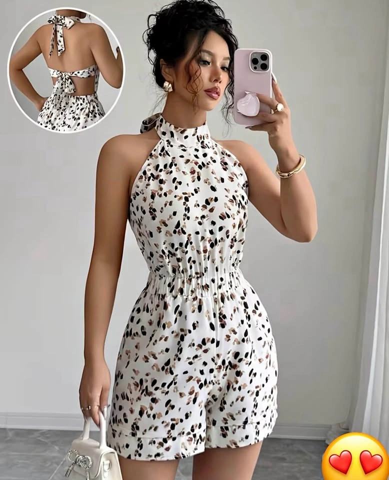 New Spotted Halter Neck woman Romper size Medium