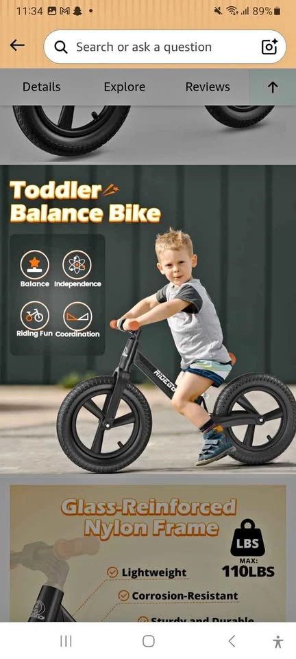 NEW Ridego 14" Balance Bike – Never Used