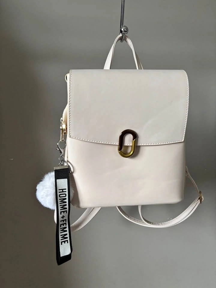 White Leather Backpack