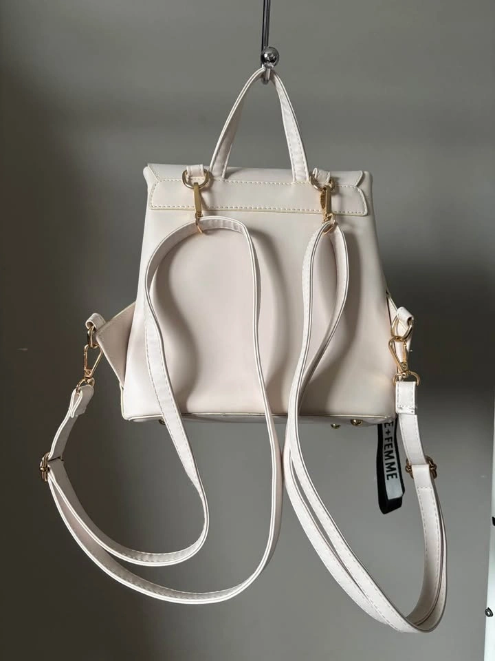 White Leather Backpack - photo 2