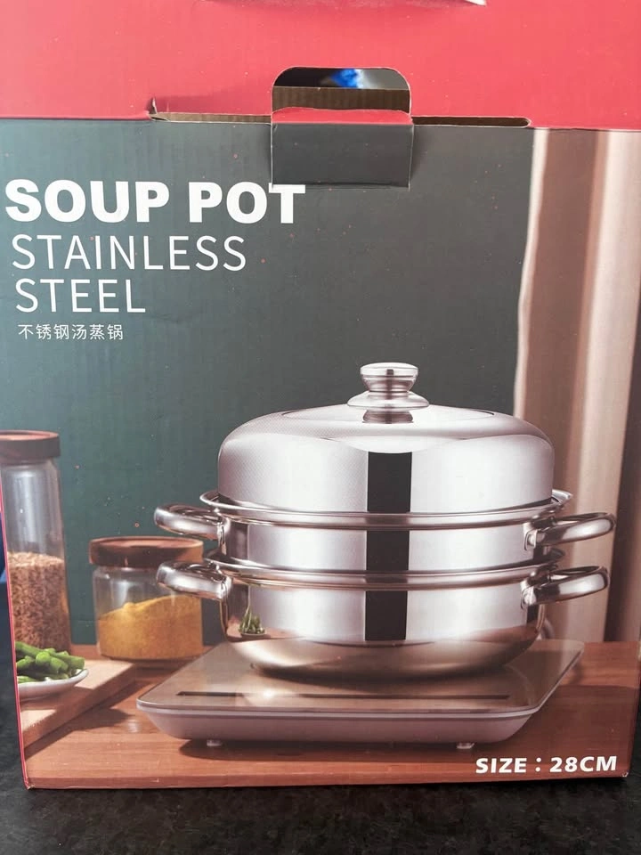 28cm Stainless Steel Soup Pot and Steamer - photo 2