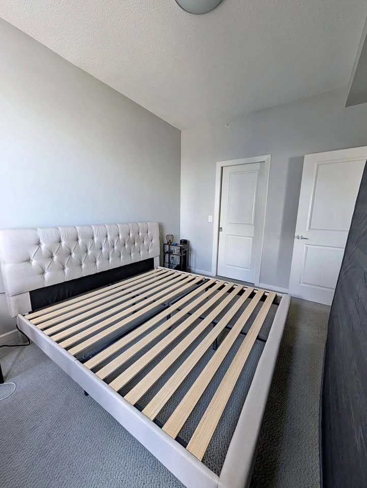 King Wood Bed Frame + 12" Mattress + 2 FREE Large Foam Pillows