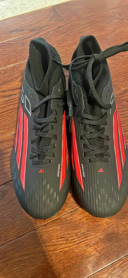 adidas F50 League Mid FG/MG Soccer Cleats - Core Black/Lucid Red