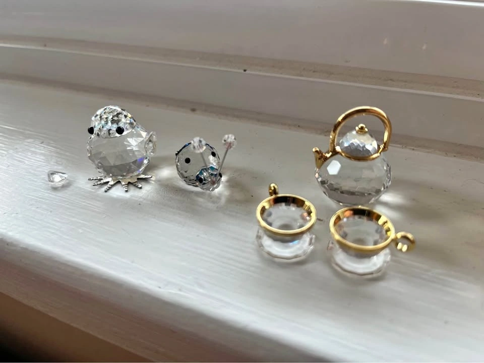 Vintage Miniature Crystal & Hand Blown Glass Figurine Lot - 8 Pi