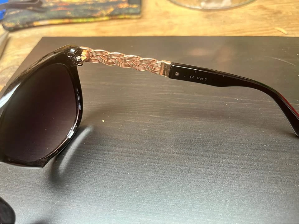 Black Sunglasses with Rose Gold Braided Temples - photo 3