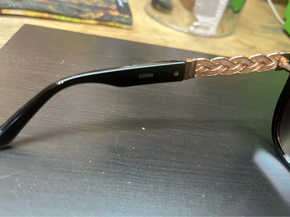 Black Sunglasses with Rose Gold Braided Temples - photo 4