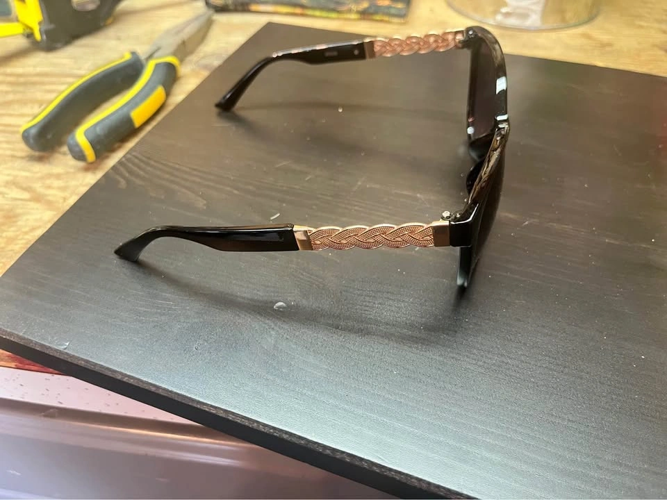 Black Sunglasses with Rose Gold Braided Temples - photo 5