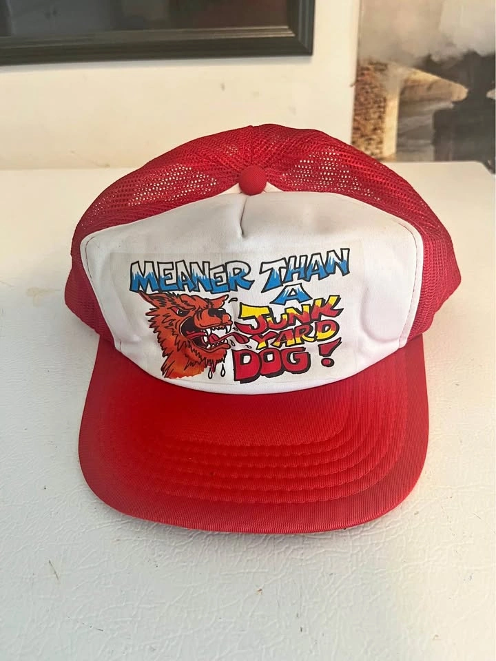 Vintage Meaner Than A Junkyard Dog Trucker Hat