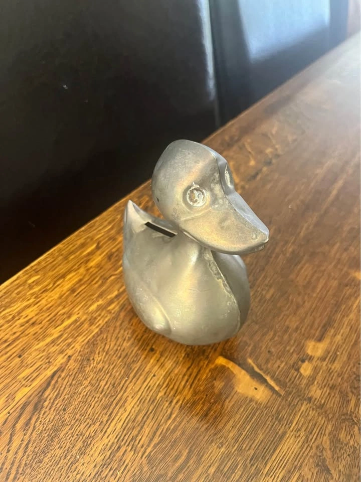 Vintage Silver-Plated Duck Coin Bank - photo 3
