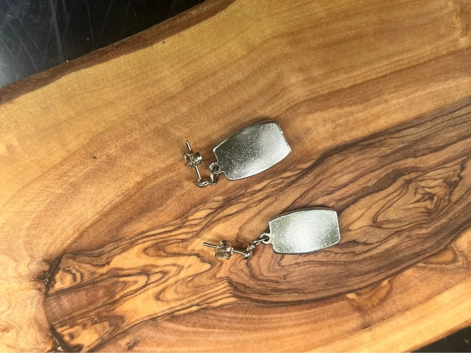 Blue Iridescent possible abalone Rectangular Drop Earrings - photo 2