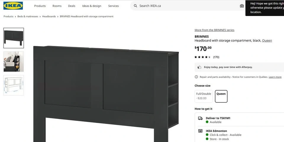 IKEA BRIMNES king size headboard with storage shelves - photo 3