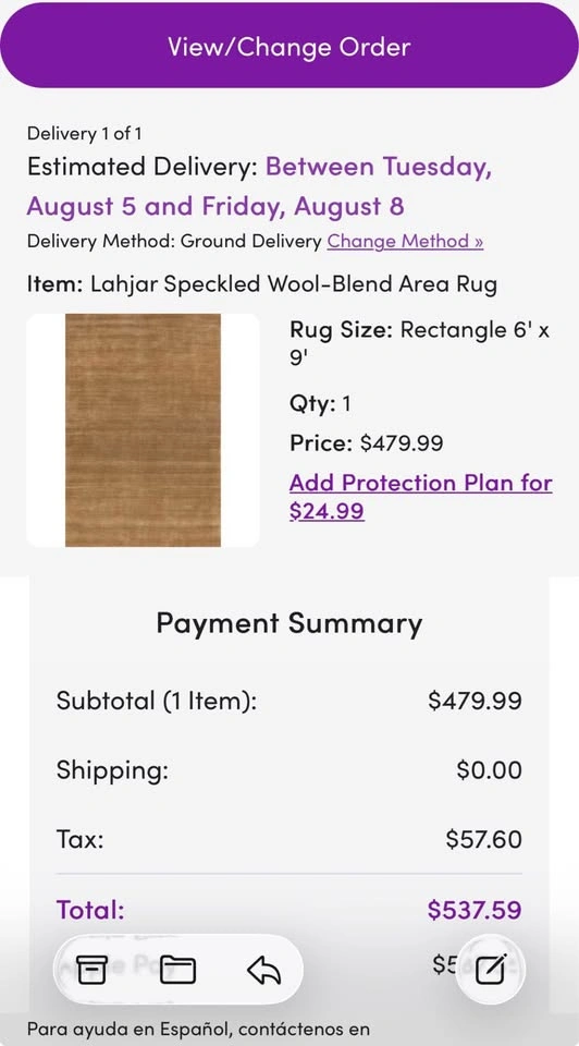 Lahjar Speckled Wool-Blend Area Rug - photo 2