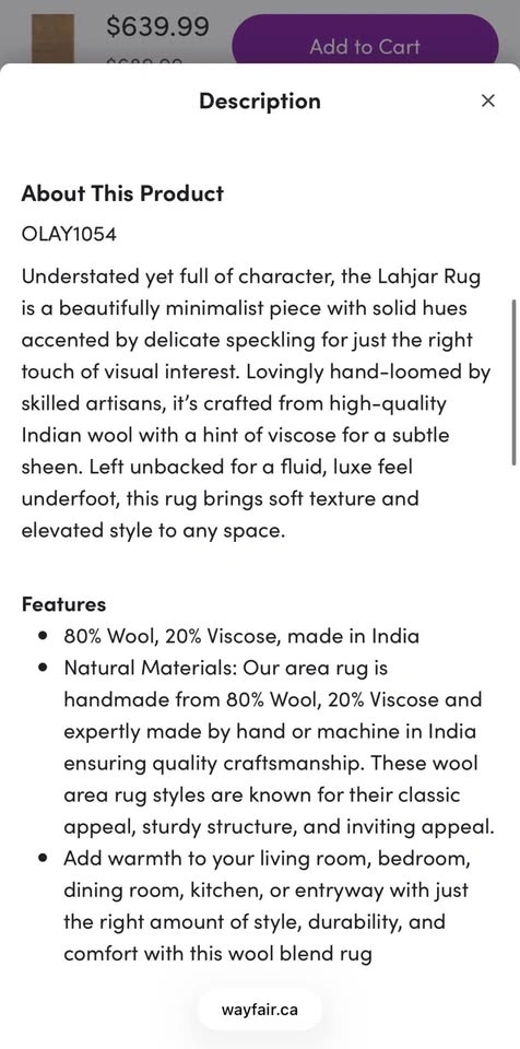 Lahjar Speckled Wool-Blend Area Rug - photo 3