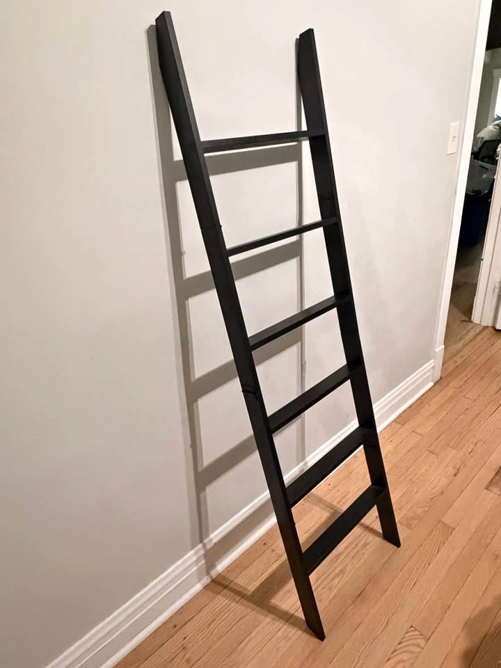 Black angled blanket holder ladder