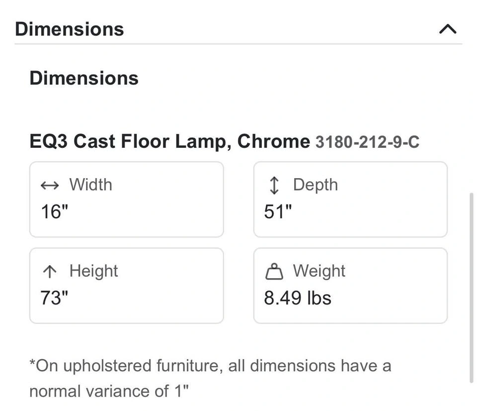 EQ3 Cast Floor Lamp, Chrome - photo 3