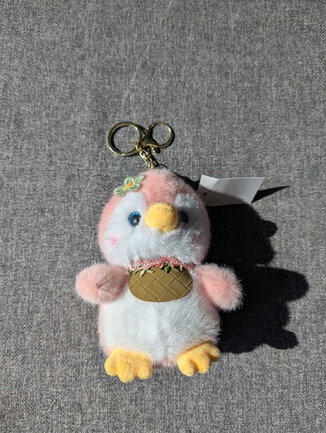 Pink Penguin Plush Keychain