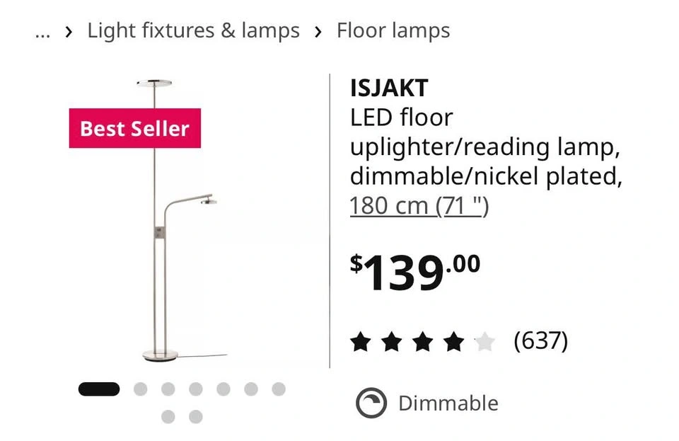 IKEA Chrome Floor Lamp - ISJAKT - photo 2