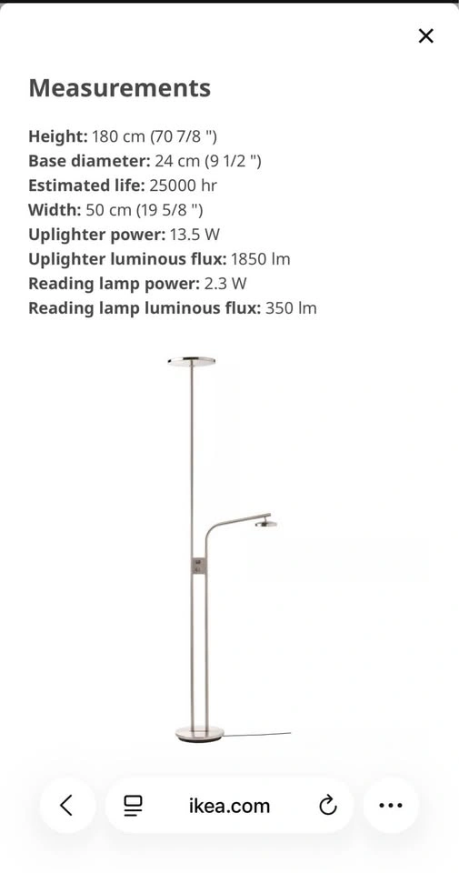 IKEA Chrome Floor Lamp - ISJAKT - photo 3