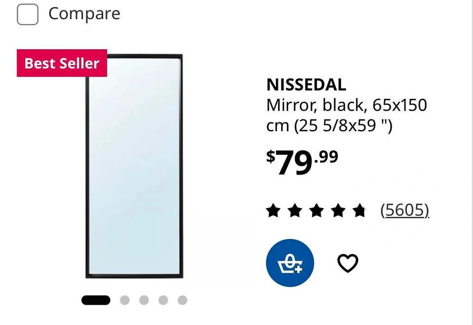 NISSEDAL Mirror, black, 65x150 cm - photo 2