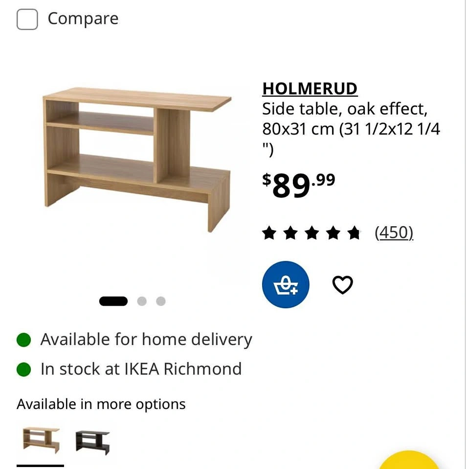 HOLMERUD Side table, oak effect, 80x31 cm - photo 2