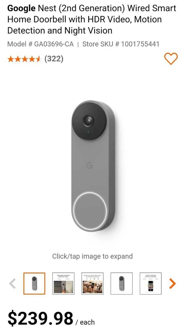 Google nest wired smart home video doorbell
