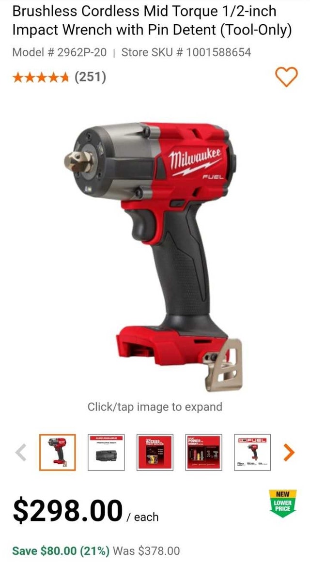 M18 FUEL Brushless Cordless mid torque 1/2 inch impact wrench