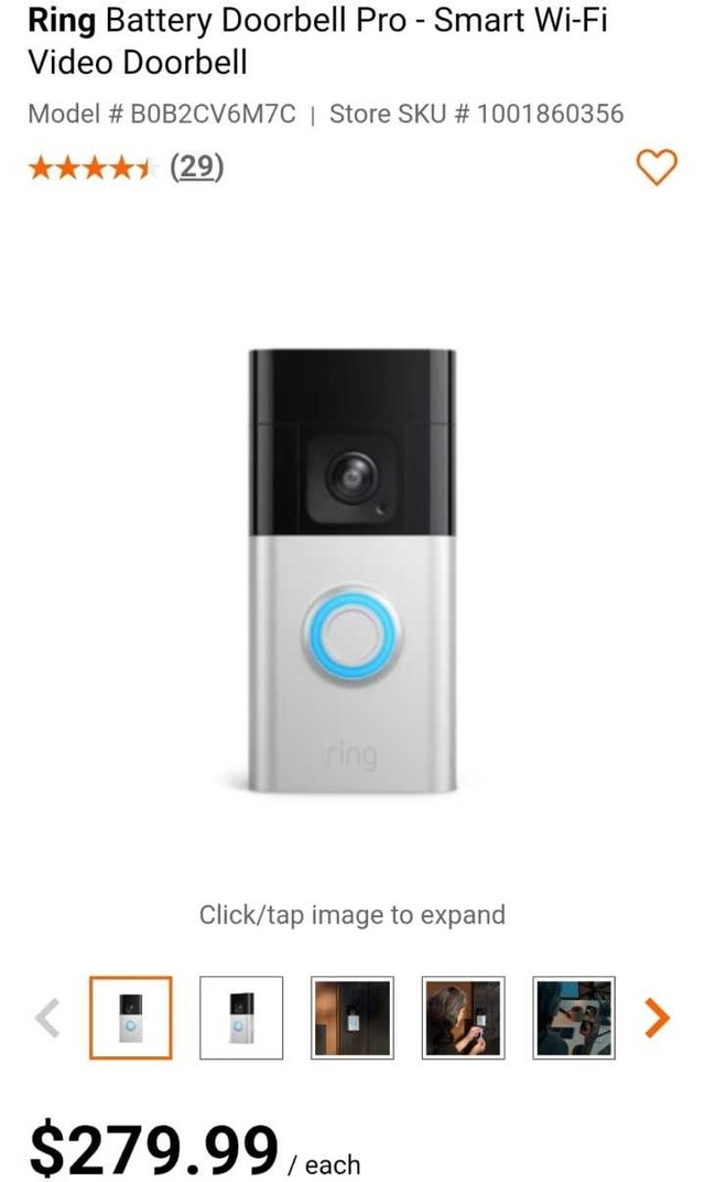 RING Battery Video Doorbell Pro - Smart WiFi