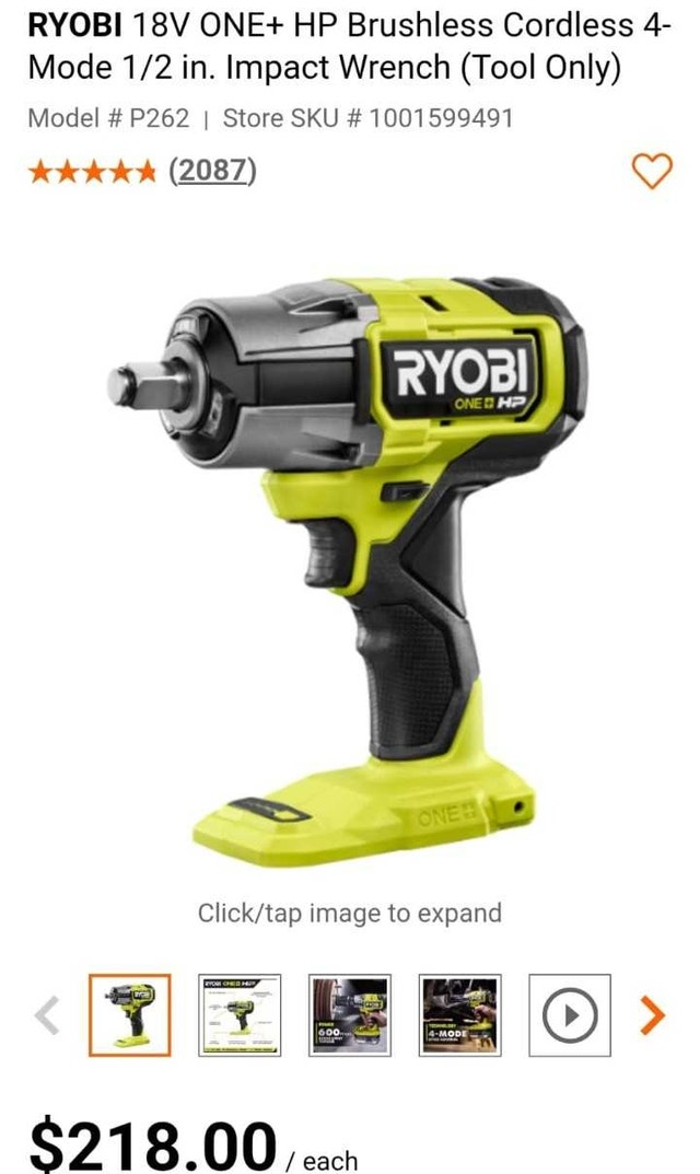 ONE+ HP Brushless Cordless 4-mode 1/2 inch Impact Wrench