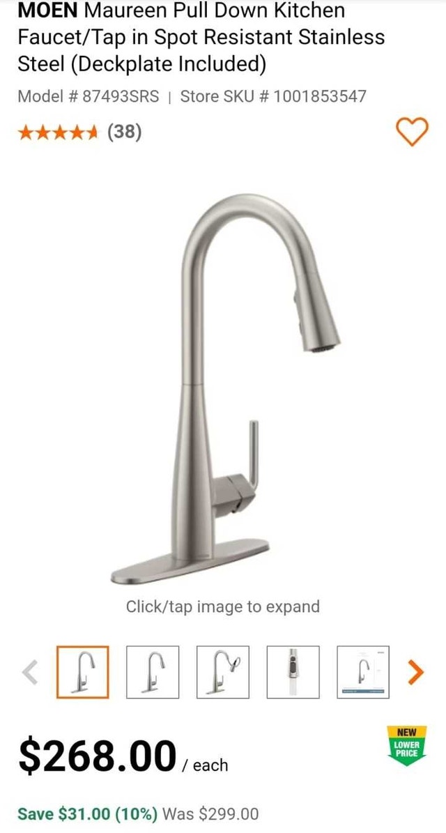 MOEN Maureen Pull Down Kitchen Faucet in Spot Resistant