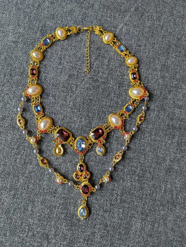 Vintage Style Multi-Gemstone Statement Necklace