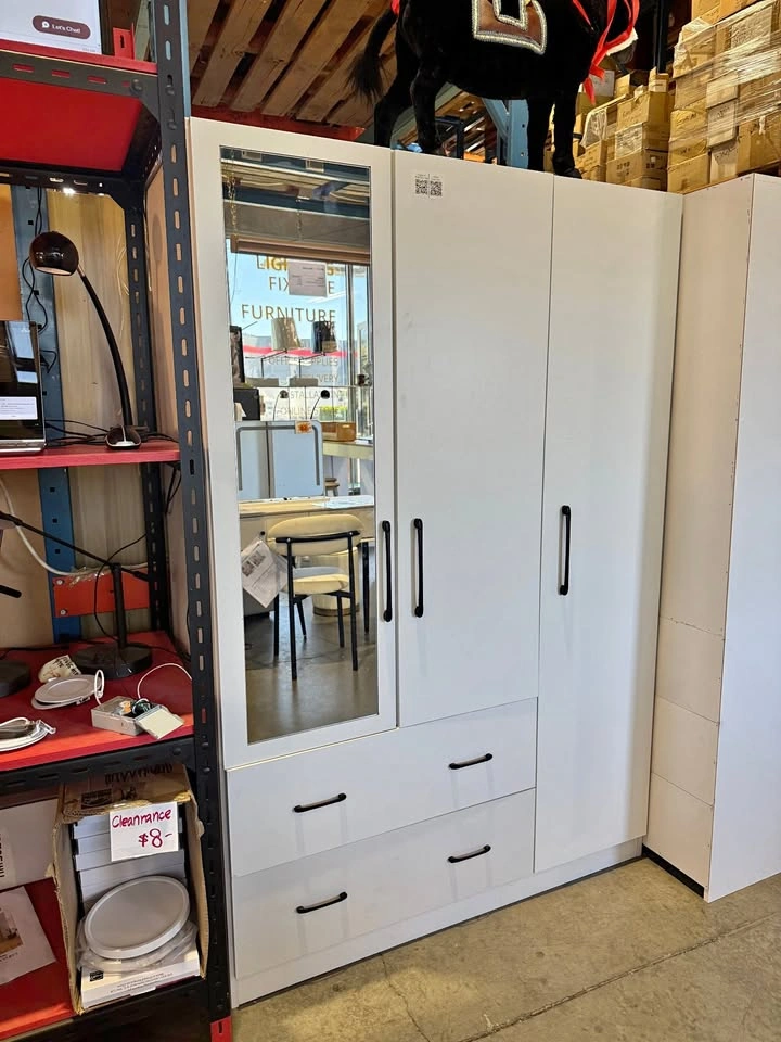 European Style Bedroom Wardrobe with Glass Mirror