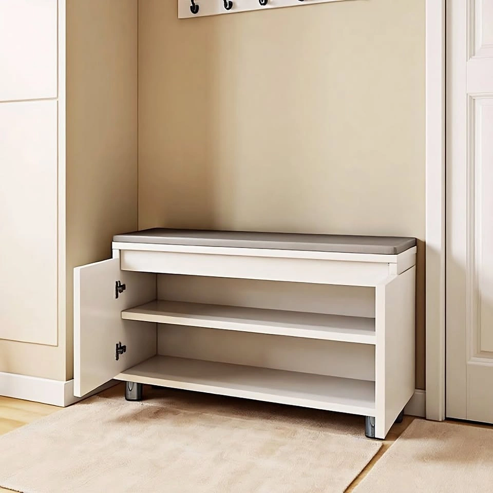 SOCE059 A1292 Cream Entry Shoe Cabinet with Bench From $65