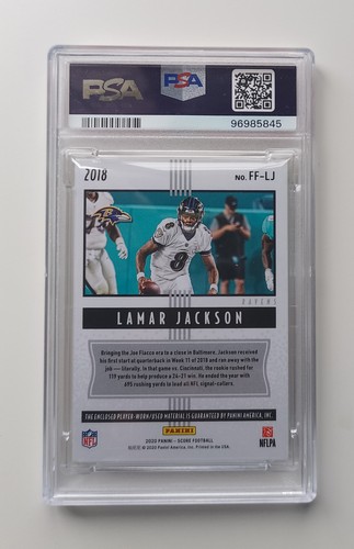 2020 Score Lamar Jackson Freshman Flashbacks Relics PSA 10 - photo 2